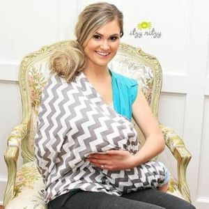Itzy Ritzy gray and white chevron nursing scarf